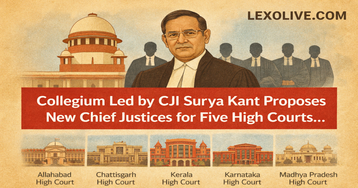 Collegium Led by CJI Surya Kant Proposes New Chief Justices for Five High Courts